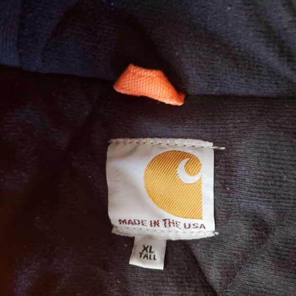 Carhartt Mens XL Tall Orange Cotton Duck Active Jacket Hood Durable Work Wear - Picture 5 of 8